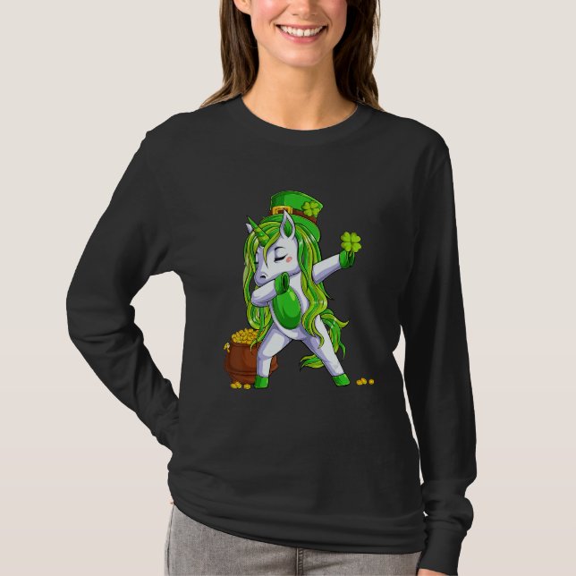 T-shirt Dabbing Unicorn Leprechaun Jour de la Saint Patric (Devant)