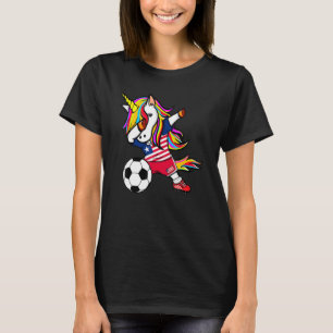 T-shirt Dabbing Unicorn Liberia Football Libérien Drapeau 