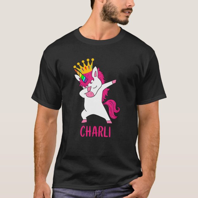 T-shirt Dabbing Unicorn Queen Personnalisé CHARLI (Devant)