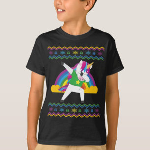 T-shirt Dabbing Unicorn Rainbow laide de Noël