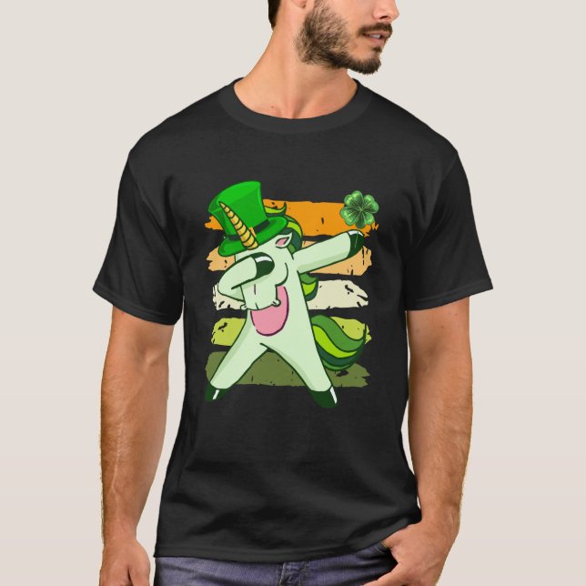 T-shirt Dabbing unicorn shamrock St Patrick's Day  1 (Devant)