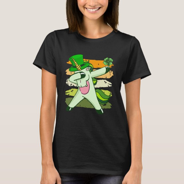 T-shirt Dabbing unicorn shamrock St Patrick's Day  1 (Devant)