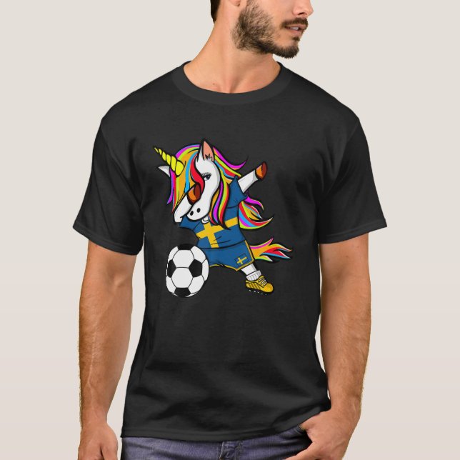 T-shirt Dabbing Unicorn Suède Fans de football Jersey suéd (Devant)