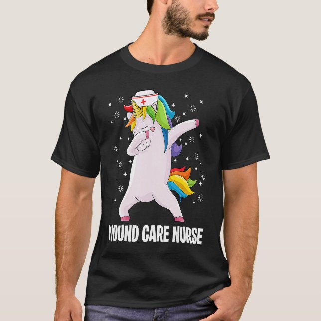T-shirt Dabbing Unicorn  Wound Care Nurse Wound Ostomy Nur (Devant)
