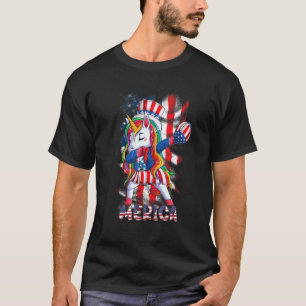 T-shirt Dabbing Unicorne 4 juillet Football Américain Drap