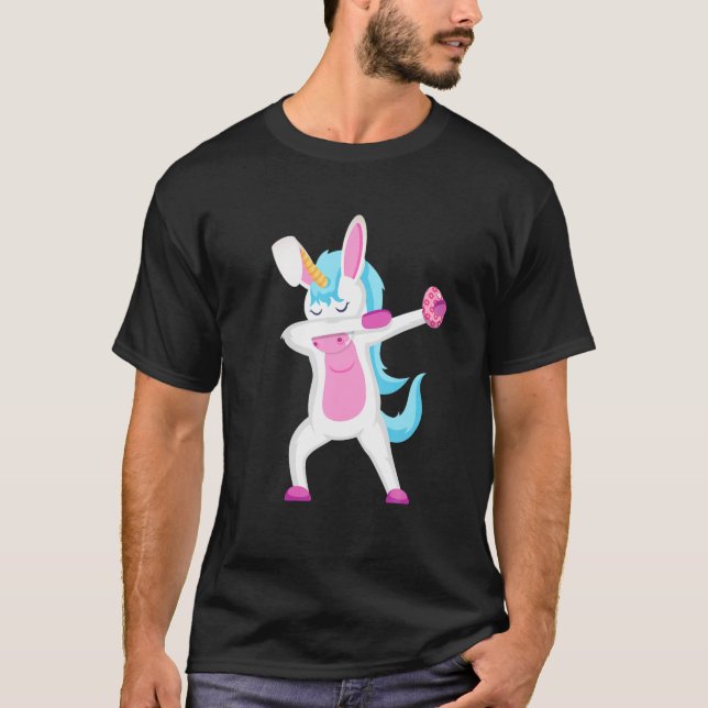 T-shirt Dabbing Unicorne Rabbit Jour de Pâques Oeufs Dab B (Devant)