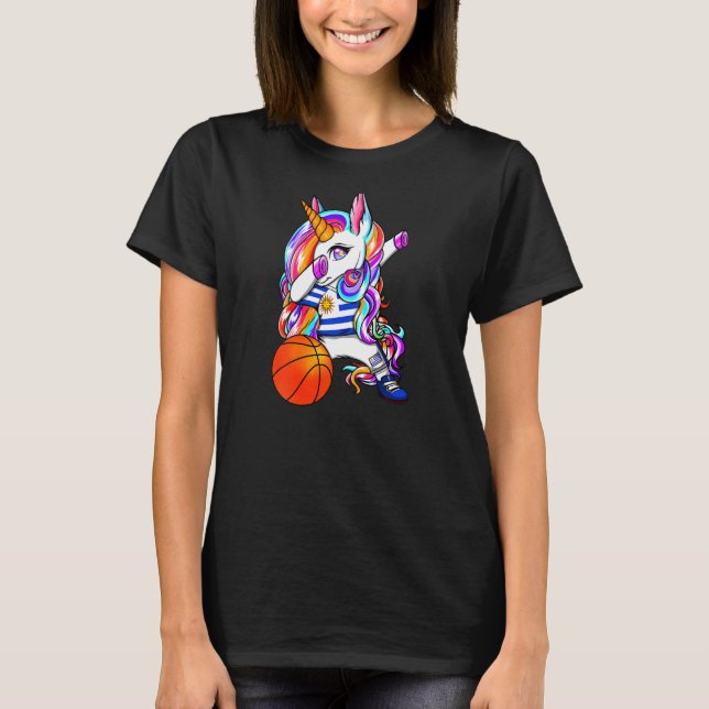 T-shirt Dabbing Unicorne Uruguay Basketball Fans Jersey Bb (Devant)