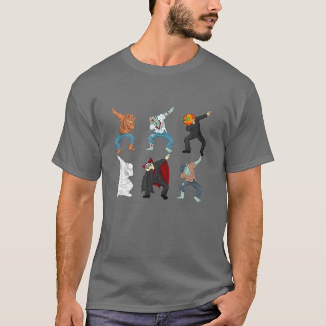T-shirt Dabbing Werewolf Zombie Vampire Ghost Halloween Co (Devant)