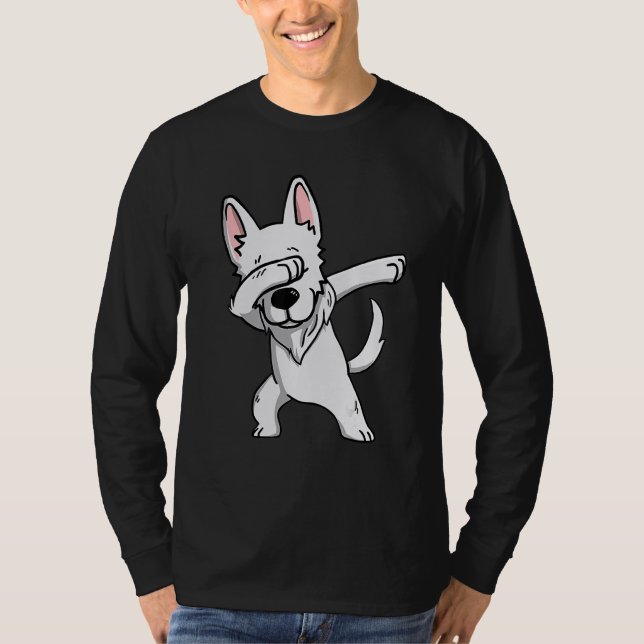 T-shirt Dabbing White German Berger Chien Dab Dance (Devant)