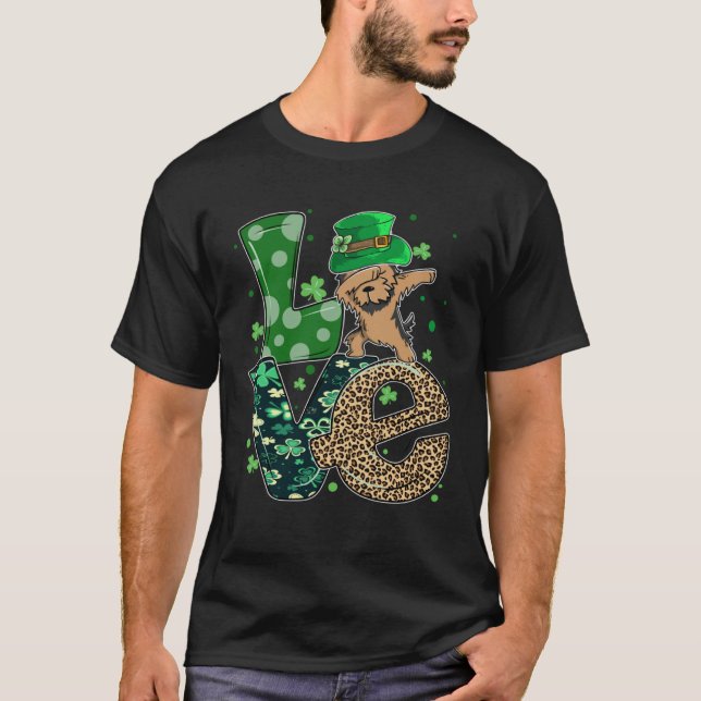 T-shirt Dabbing Yorkie Dog LOVE Shamrock  St Patrick s Day (Devant)