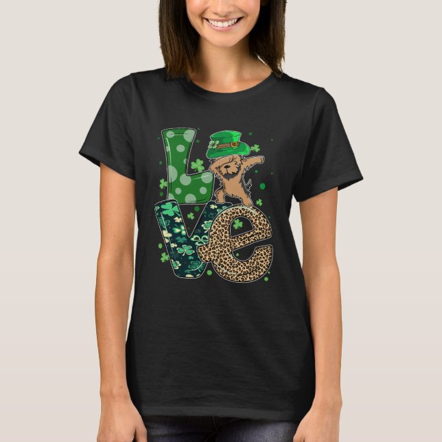T-shirt Dabbing Yorkie Dog LOVE Shamrock  St Patrick s Day (Devant)