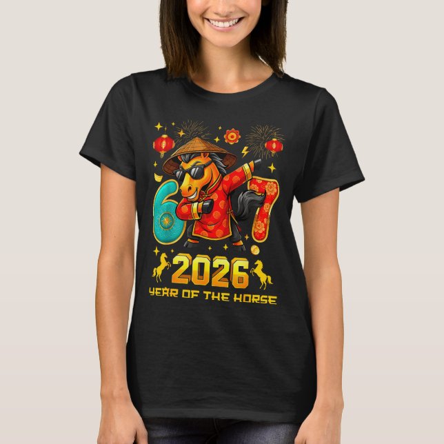 T-shirt Dabbing Zodiac Horse Lunar New Year Chinese New Ye (Devant)
