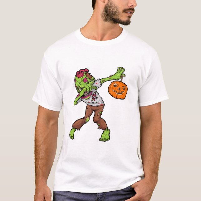 T-shirt Dabbing Zombie Halloween Dab Funny Gift design (Devant)