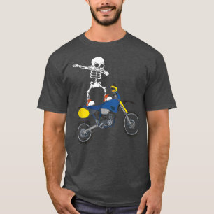 T-shirt Dabeton Skeleton Motocross Bike Rider Dab Skeleton