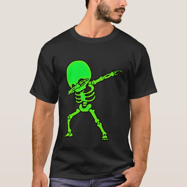 T-shirt Dabing Big Head Skeleton Neon Glow Funny (Devant)