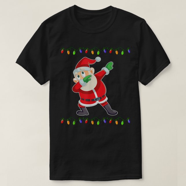 T-shirt Dabing Père Noël lumières de Noël Dab Funny Père N (Design devant)