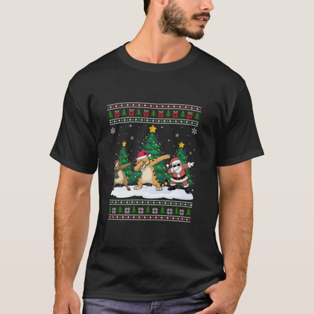 T-shirt Dabing Père Noël Reindeer Cougar Tree éclaire Xma  (Devant)