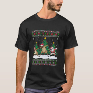 T-shirt Dabing Père Noël Reindeer Elk Tree éclaire les vil