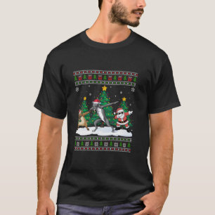 T-shirt Dabing Père Noël Reindeer Irish Wolfhound Dog Tree