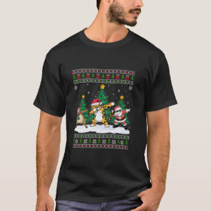 T-shirt Dabing Père Noël Reindeer Jaguar Tree éclaire Xma