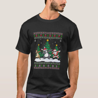 T-shirt Dabing Père Noël Reindeer Rabbit Tree Lights Ugly