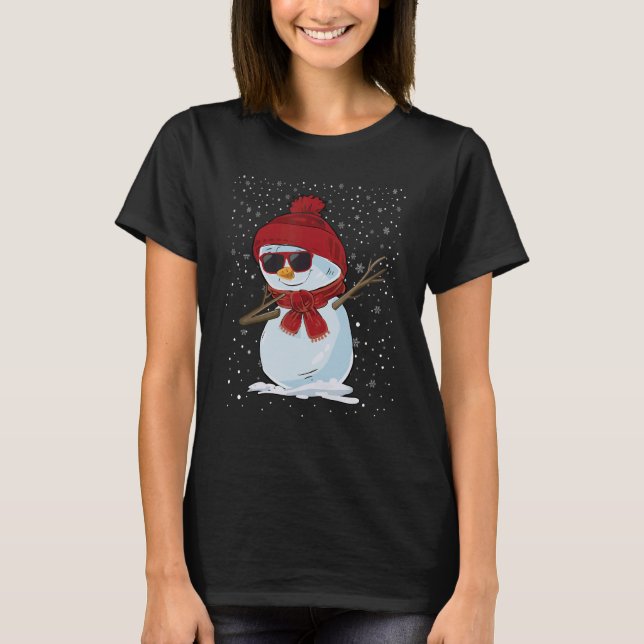 T-shirt Dabman bonhomme de neige Santa Hat lunettes de sol (Devant)