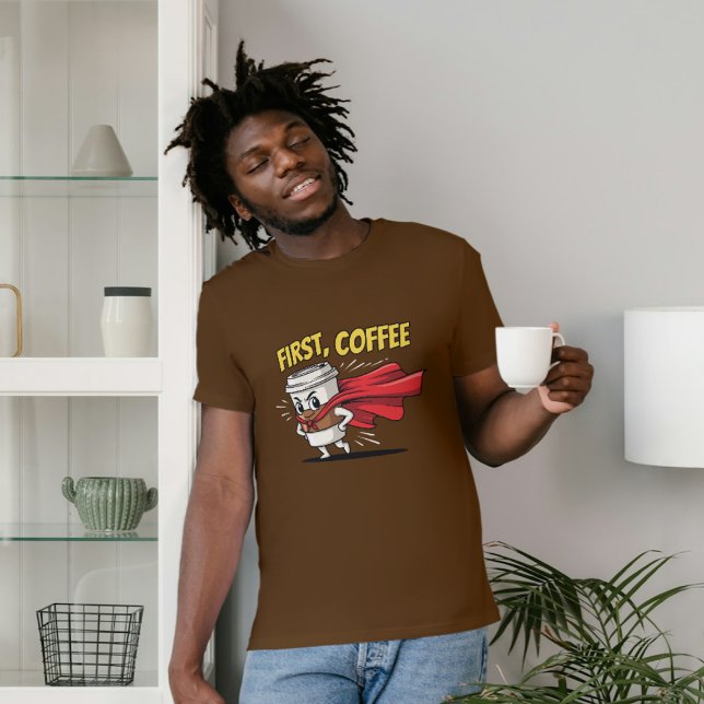 T-shirt D'abord, le café Superhero Matin Power Design (Créateur téléchargé)