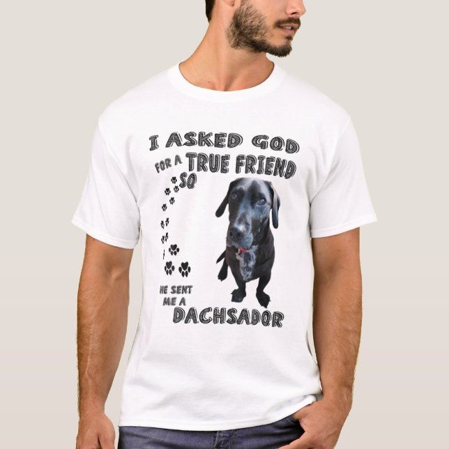 T-shirt Dachsador Quote Mom, Weinerdor Dad, Dachshund Lab (Devant)