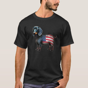 T-shirt Dachshund 4 juillet Drapeau Américain Chien Homme