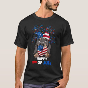 T-shirt Dachshund 4 juillet Drapeau américain Rouge Blanc
