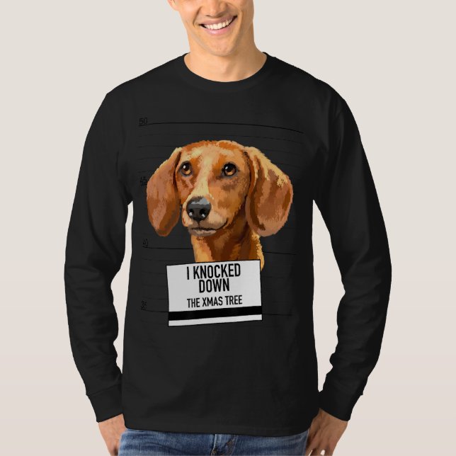 T-shirt Dachshund a abattu l'arbre de Noël (Devant)