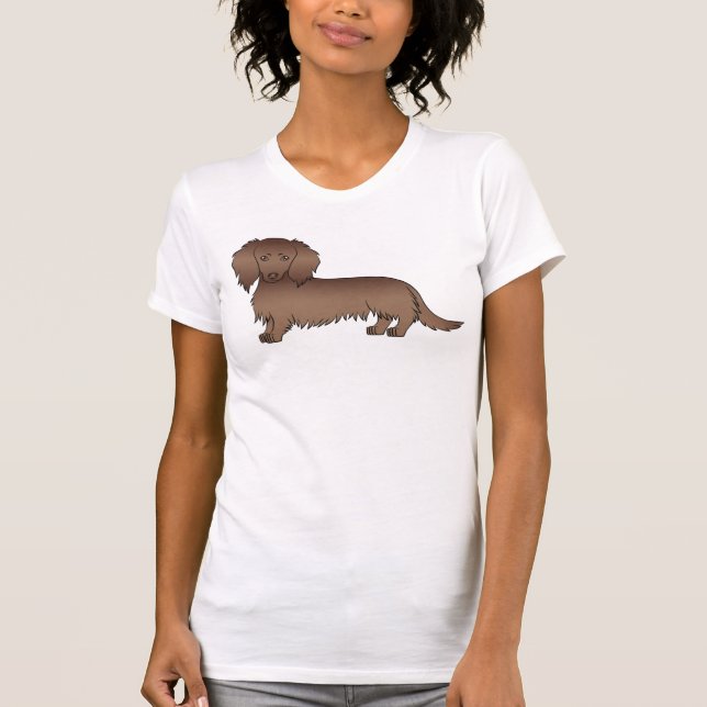T-shirt Dachshund à longs poils au chocolat Chien de dessi (Devant)