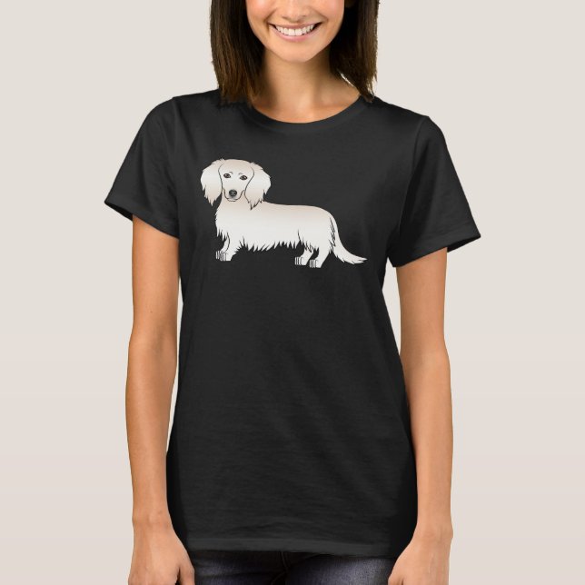 T-shirt Dachshund à longs poils crème Chien de dessin anim (Devant)