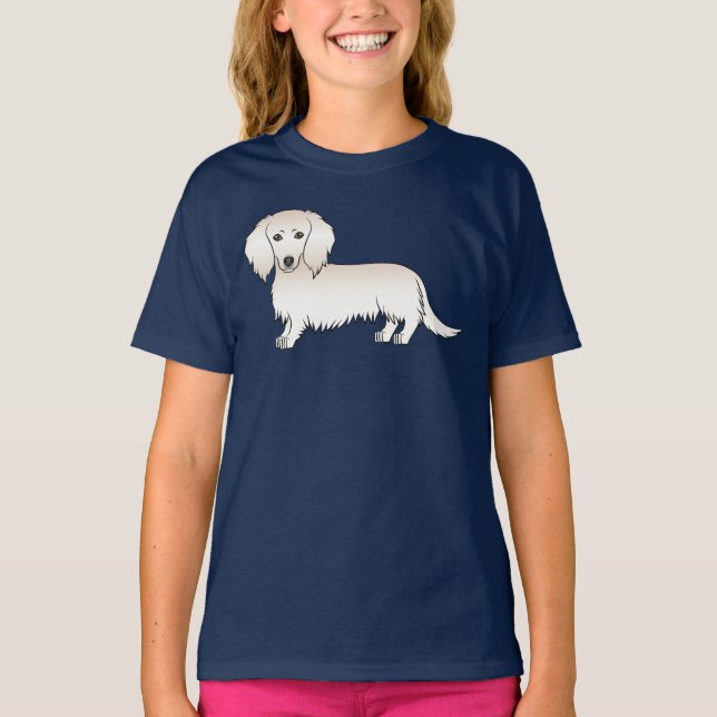T-shirt Dachshund à longs poils crème Chien de dessin anim (Devant)