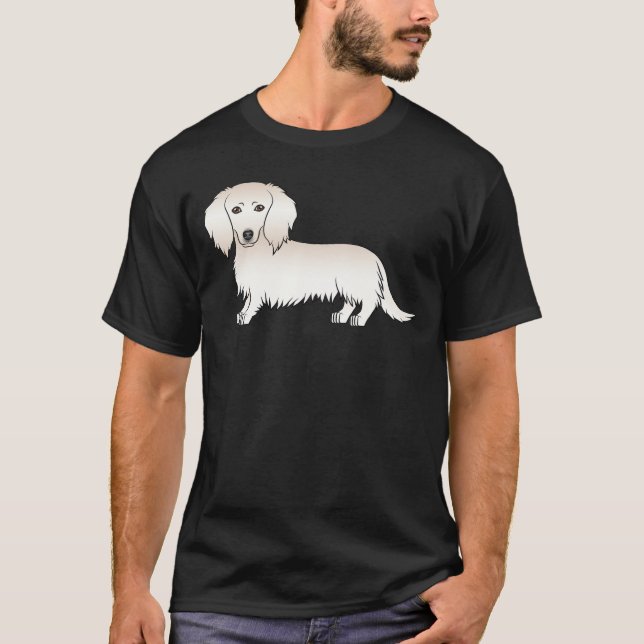 T-shirt Dachshund à longs poils crème Chien de dessin anim (Devant)