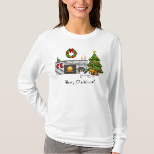 T-shirt Dachshund à longs poils noir et feu pied Long Hair