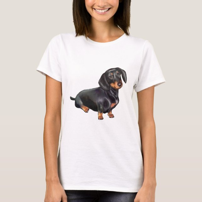 T-shirt Dachshund (A) - Noir et Tan (Devant)