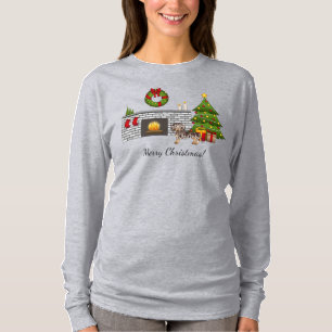 T-shirt Dachshund à poil court Chocolat & Tacheté de Tan -