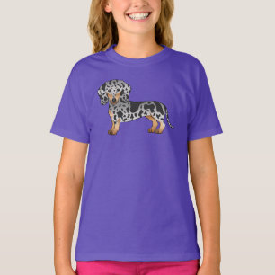 T-shirt Dachshund à poil court dalmate noir et feu Mignon