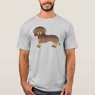 T-shirt Dachshund à poil lisse chocolat et fauve Chien mig