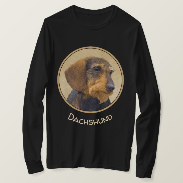 T-shirt Dachshund (À poils durs) Peinture Chien Art origin (Design devant)