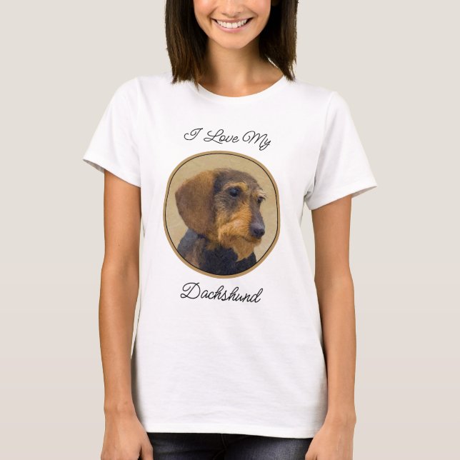 T-shirt Dachshund (À poils durs) Peinture Chien Art origin (Devant)