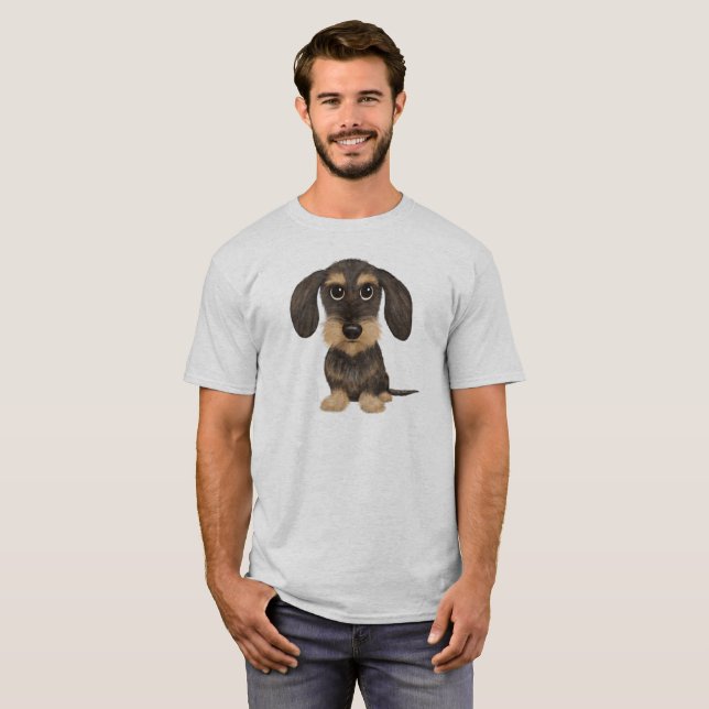 T-shirt Dachshund À poils durs| Teckel de chien en caricat (Devant entier)