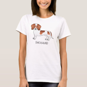 T-shirt Dachshund à robe lisse pied rouge dessin animé chi