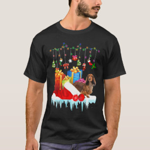 T-shirt Dachshund À Santa Hat Fairy Light Preser