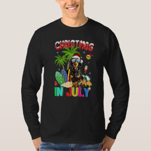 T-shirt Dachshund À Santa Hat Lunettes De Soleil Noël Jul