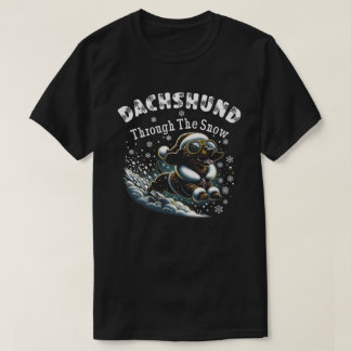 T-shirt Dachshund à travers la neige