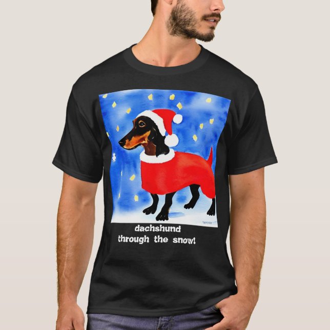 T-shirt dachshund à travers la neige ! (Devant)