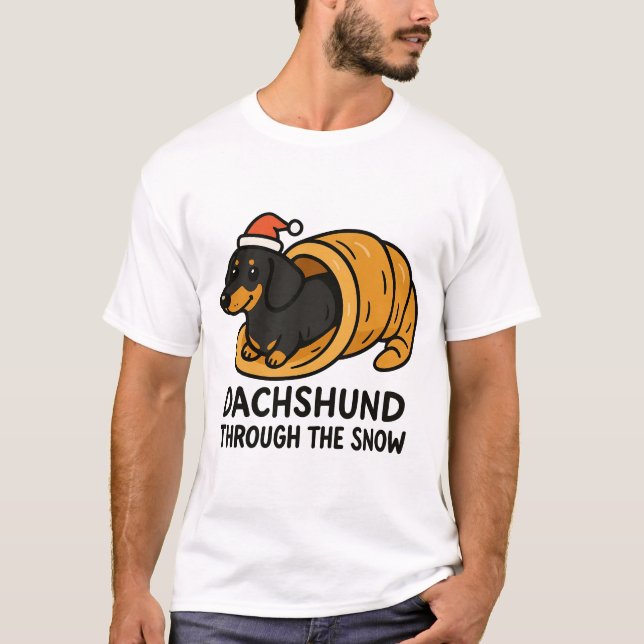 T-shirt Dachshund à travers la neige (Devant)