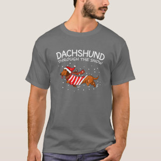 T-shirt Dachshund à travers la neige Chien drôle de Noël f
